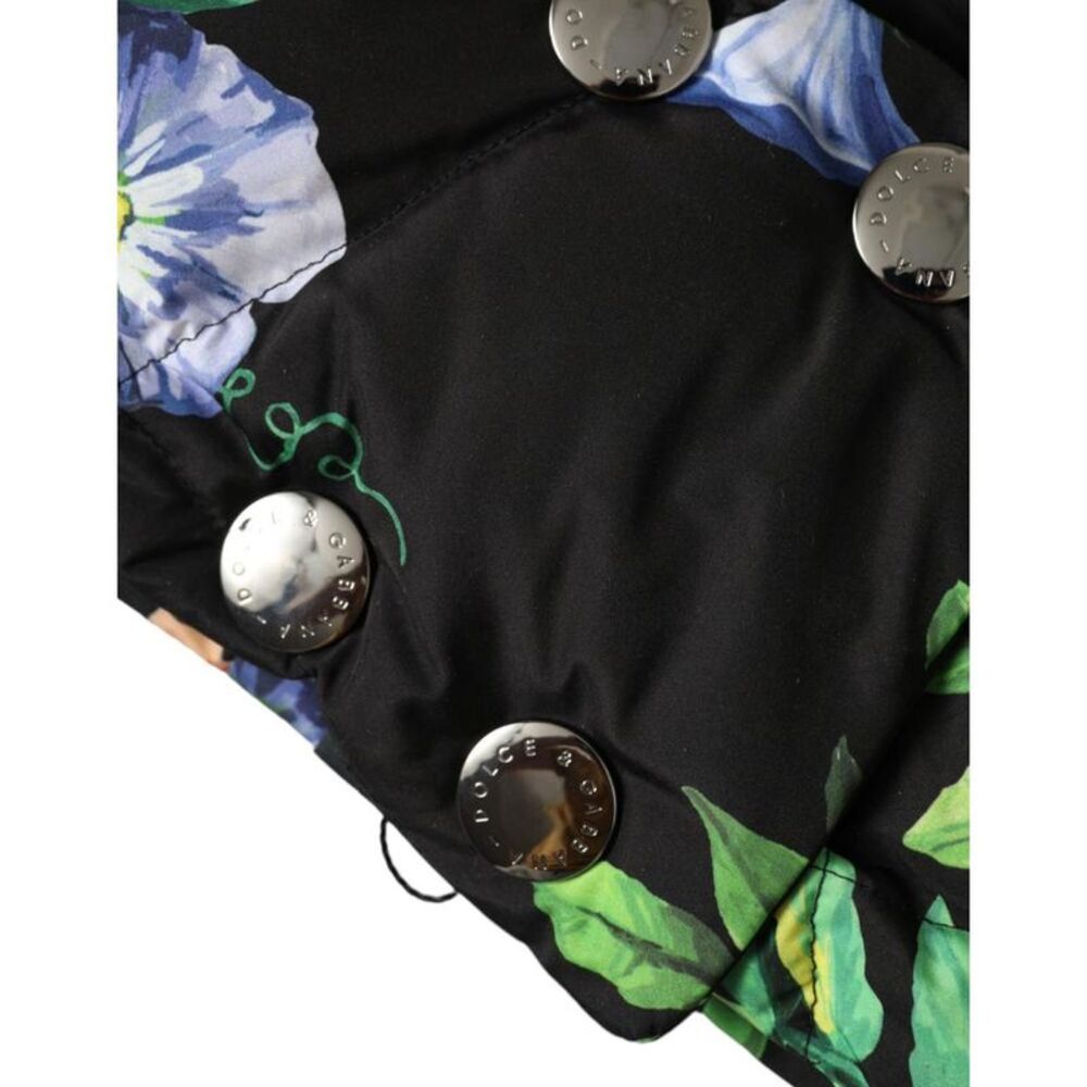 Dolce & Gabbana Floral Print Hooded Down Jacket Women Black Hats - Picture 6 of 6